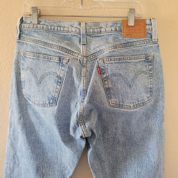 Levis Premium 501 Skinny Jeans Womens 30x28 Medium Wash Blue Button Fly Denim - Picture 10 of 11